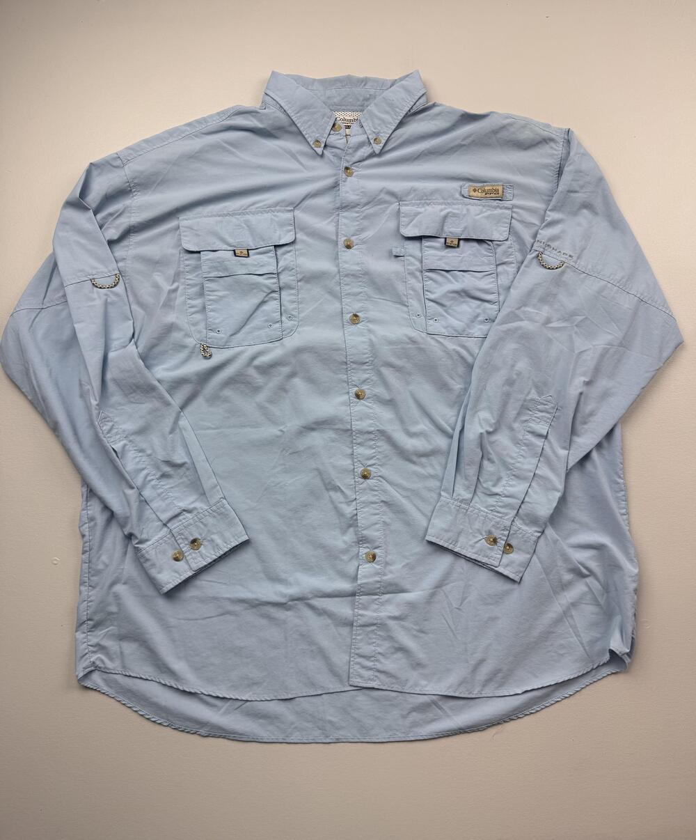 Columbia PFG Shirt Mens XL Blue Long Sleeve Fishing Button Up Vented Outdoor